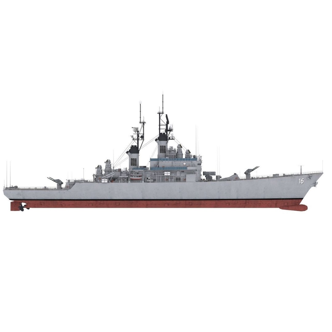 USS Leahy 3D Model – Low Poly Guided Missile Cruiser, FBX - View 10