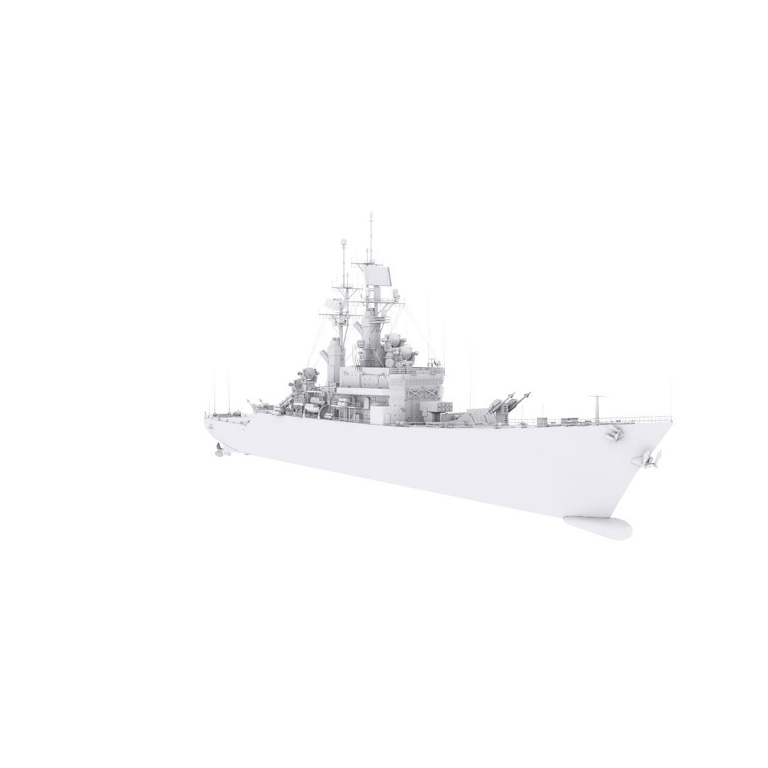 USS Leahy 3D Model – Low Poly Guided Missile Cruiser, FBX - View 11