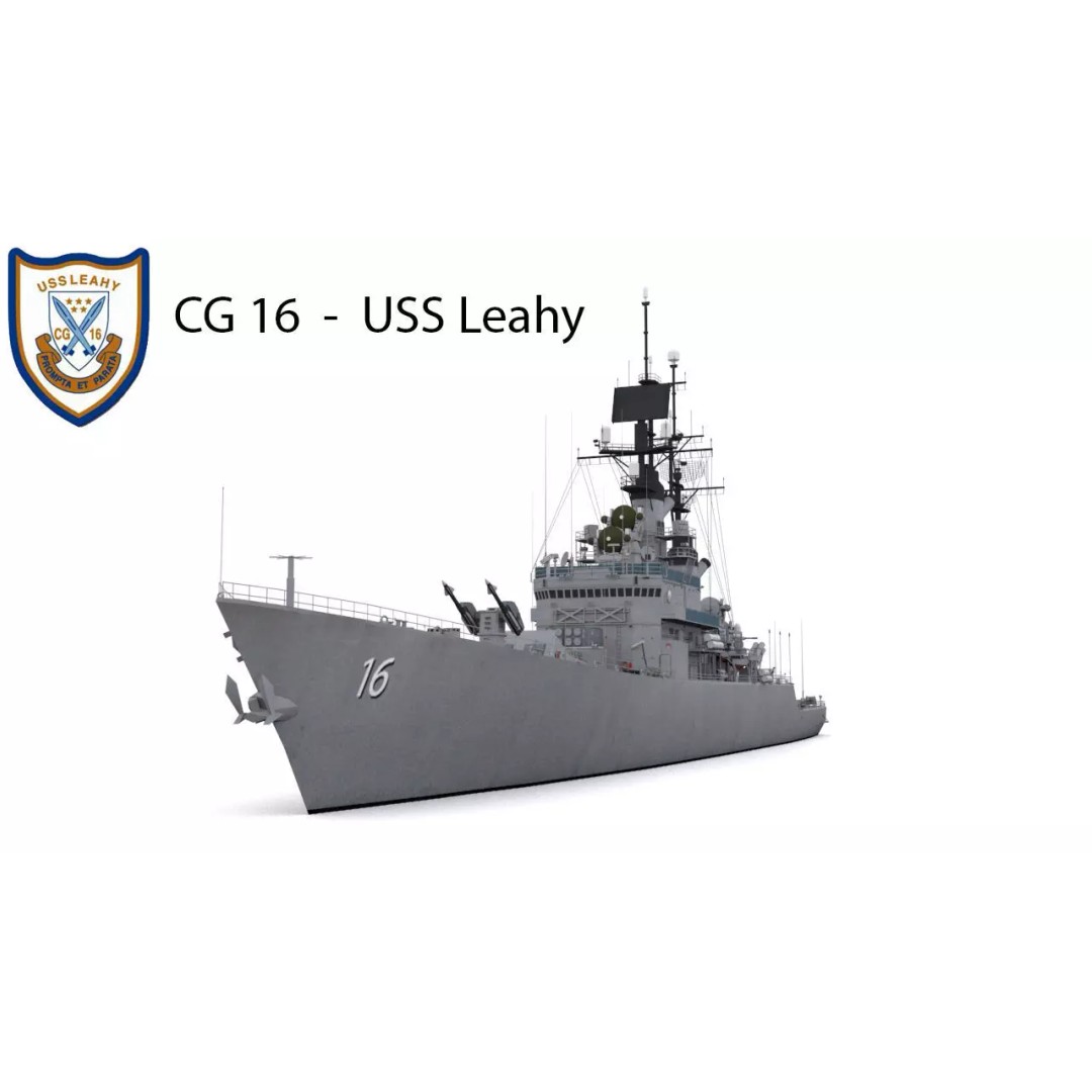 USS Leahy 3D Model – Low Poly Guided Missile Cruiser, FBX - View 2