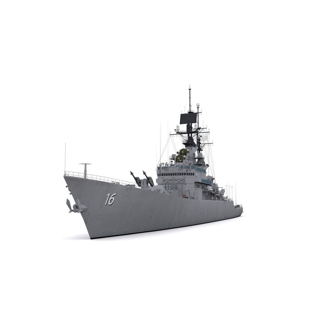 USS Leahy 3D Model – Low Poly Guided Missile Cruiser, FBX - View 3