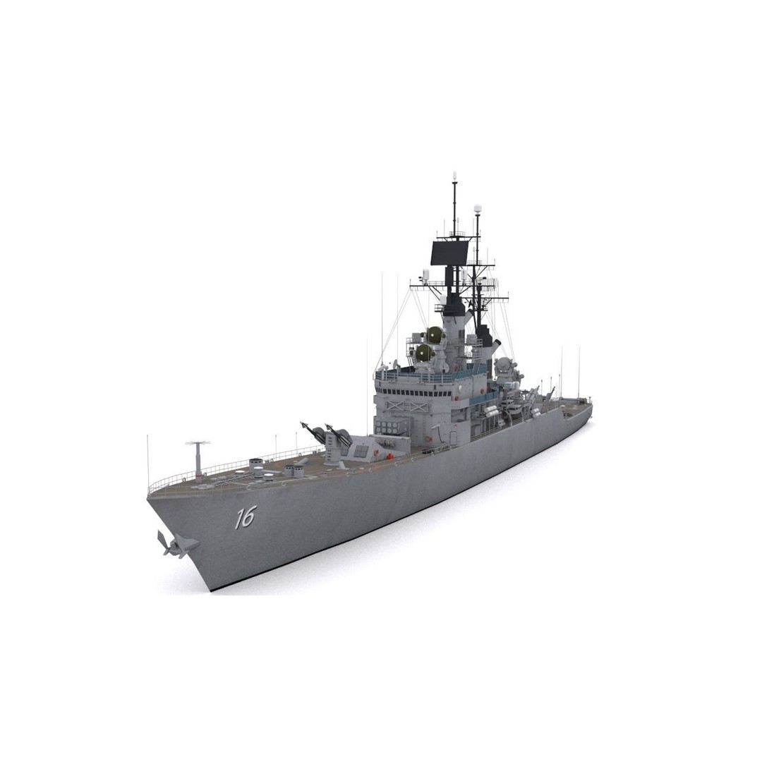 USS Leahy 3D Model – Low Poly Guided Missile Cruiser, FBX - View 4