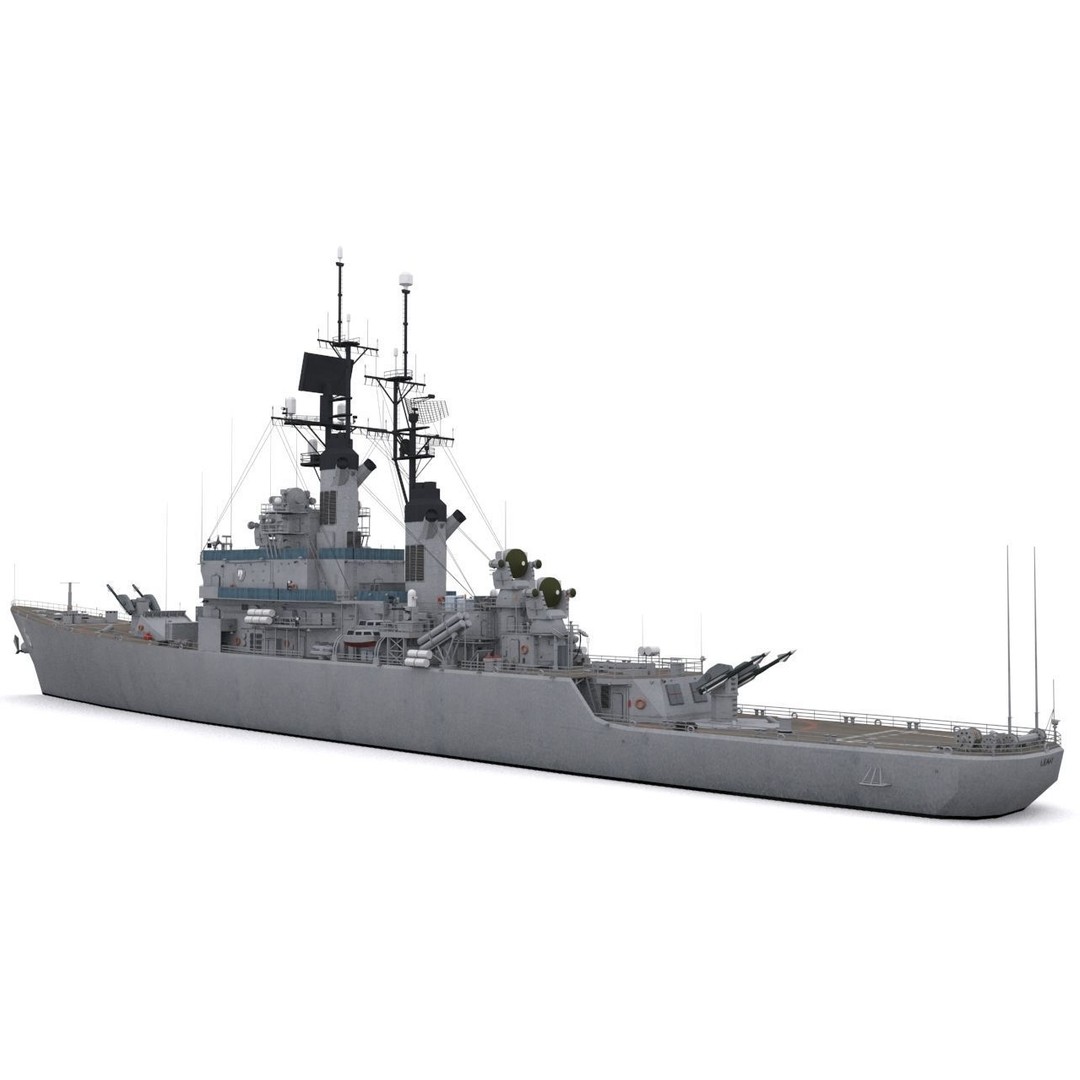 USS Leahy 3D Model – Low Poly Guided Missile Cruiser, FBX - View 6