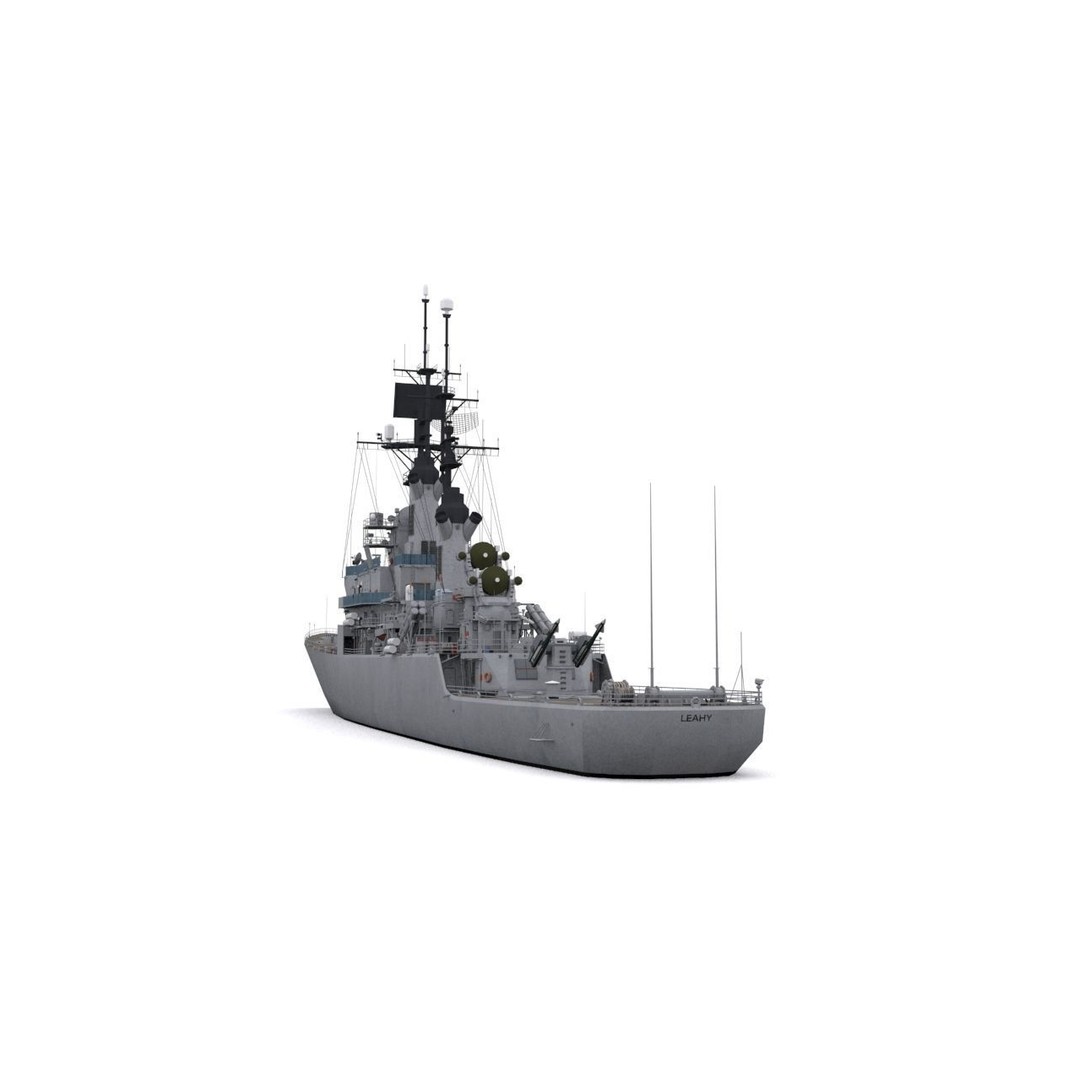 USS Leahy 3D Model – Low Poly Guided Missile Cruiser, FBX - View 7