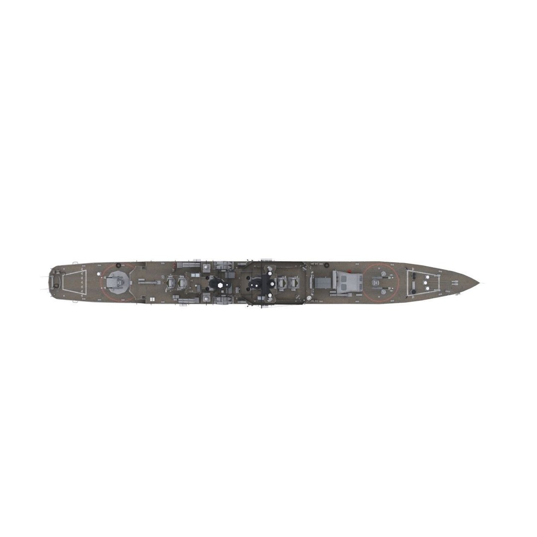 USS Leahy 3D Model – Low Poly Guided Missile Cruiser, FBX - View 9