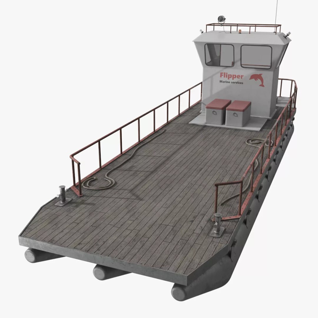 Flipper Pontoon Utility Boat 3D Model – Rigged PBR Marine Asset, FBX - View 10