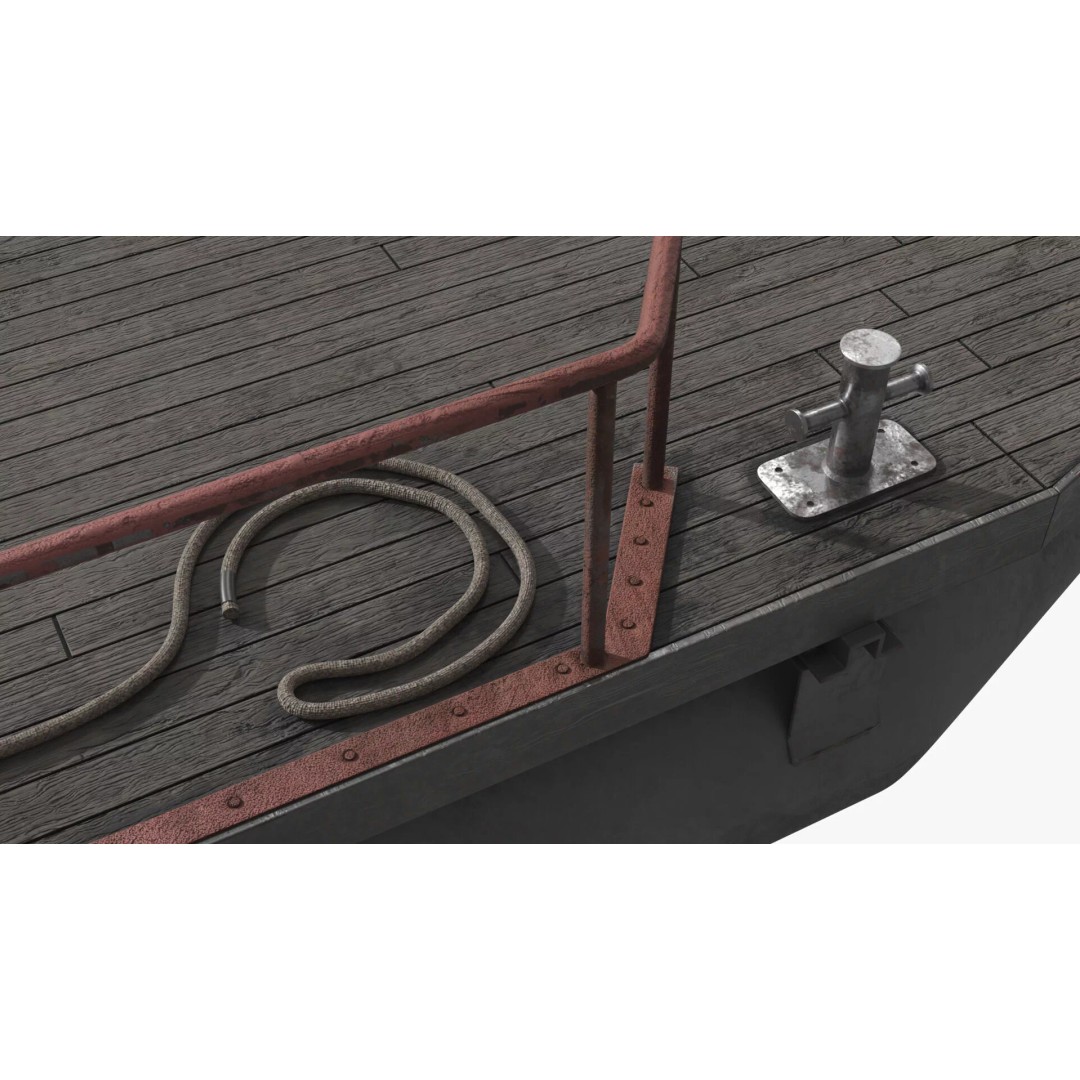 Flipper Pontoon Utility Boat 3D Model – Rigged PBR Marine Asset, FBX - View 14
