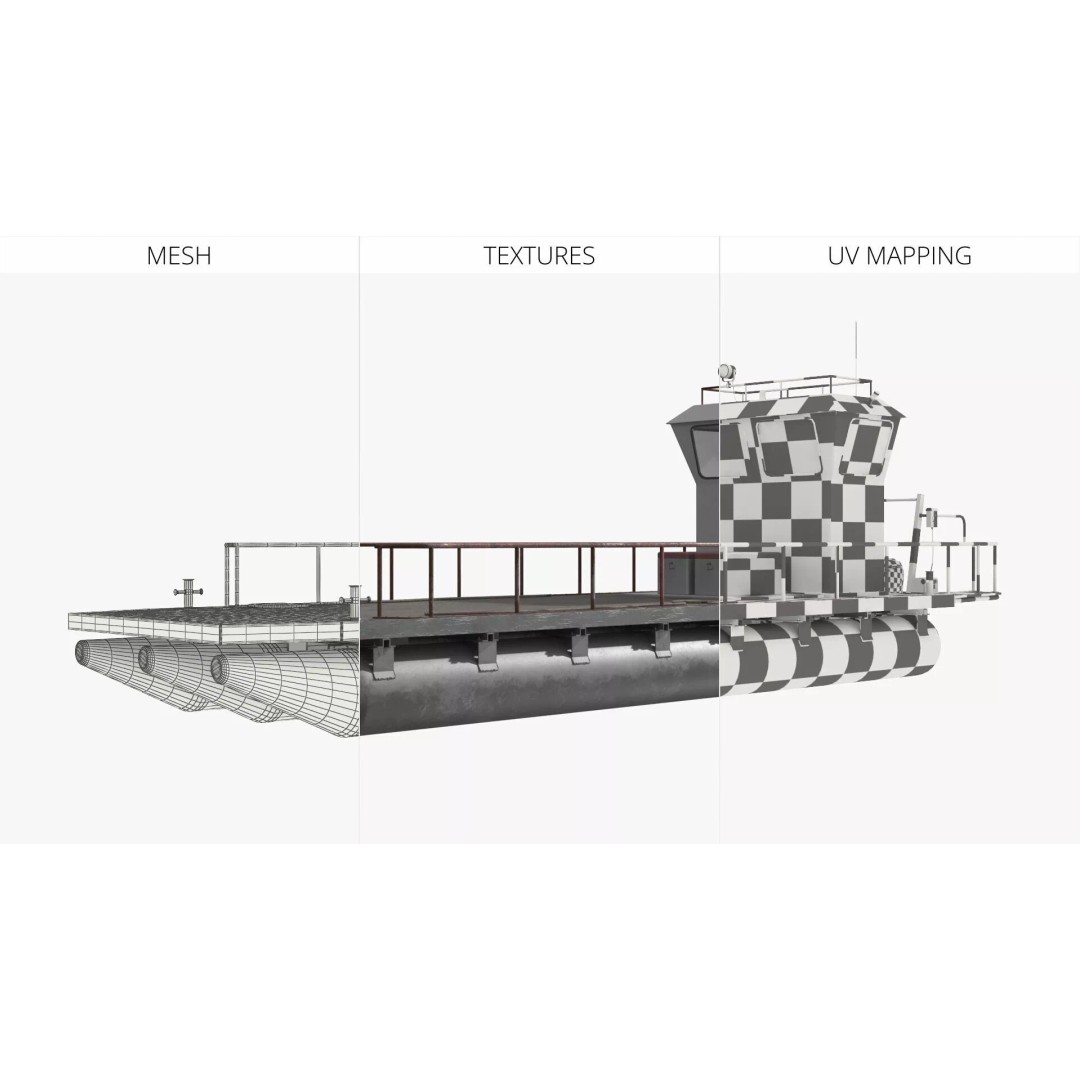 Flipper Pontoon Utility Boat 3D Model – Rigged PBR Marine Asset, FBX - View 16