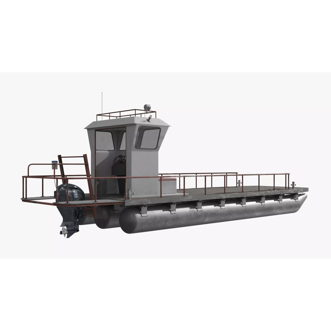 Flipper Pontoon Utility Boat 3D Model – Rigged PBR Marine Asset, FBX - View 7