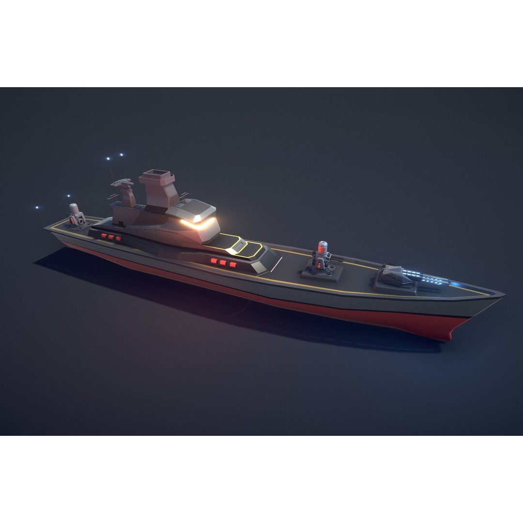 Poly Fleet 3D Model – Low Poly Battleship Fleet, Game Ready, FBX - View 14