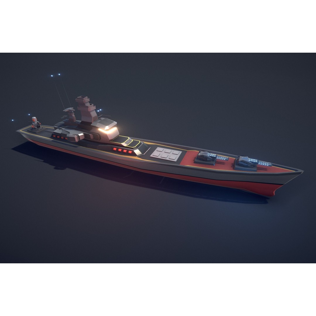 Poly Fleet 3D Model – Low Poly Battleship Fleet, Game Ready, FBX - View 15