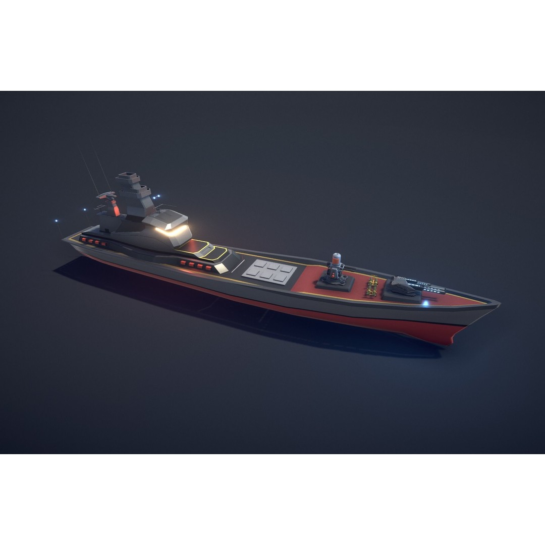 Poly Fleet 3D Model – Low Poly Battleship Fleet, Game Ready, FBX - View 16