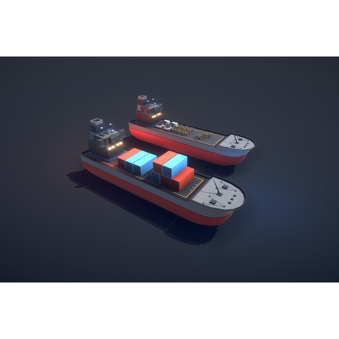 Poly Fleet 3D Model – Low Poly Battleship Fleet, Game Ready, FBX - View 17