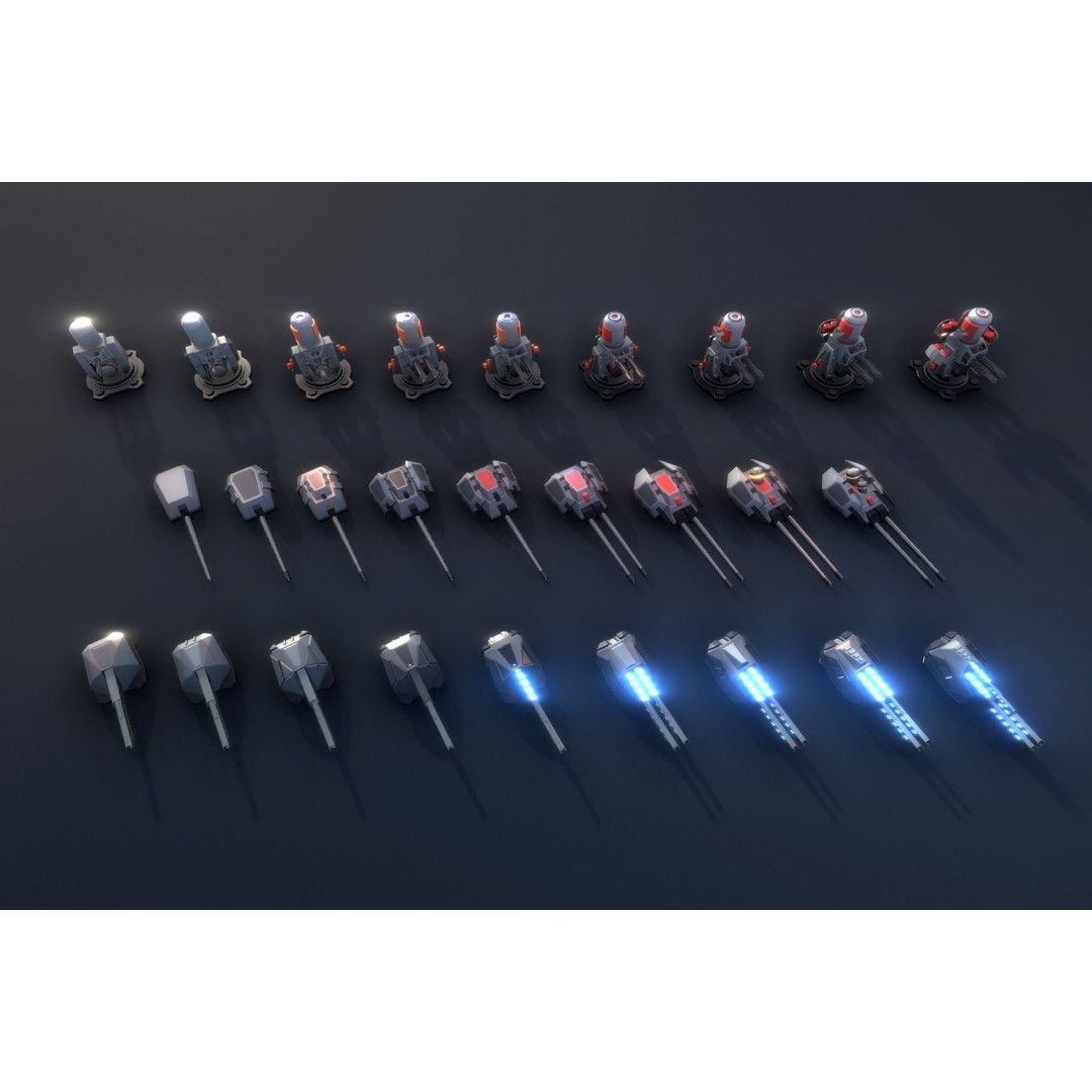 Poly Fleet 3D Model – Low Poly Battleship Fleet, Game Ready, FBX - View 3