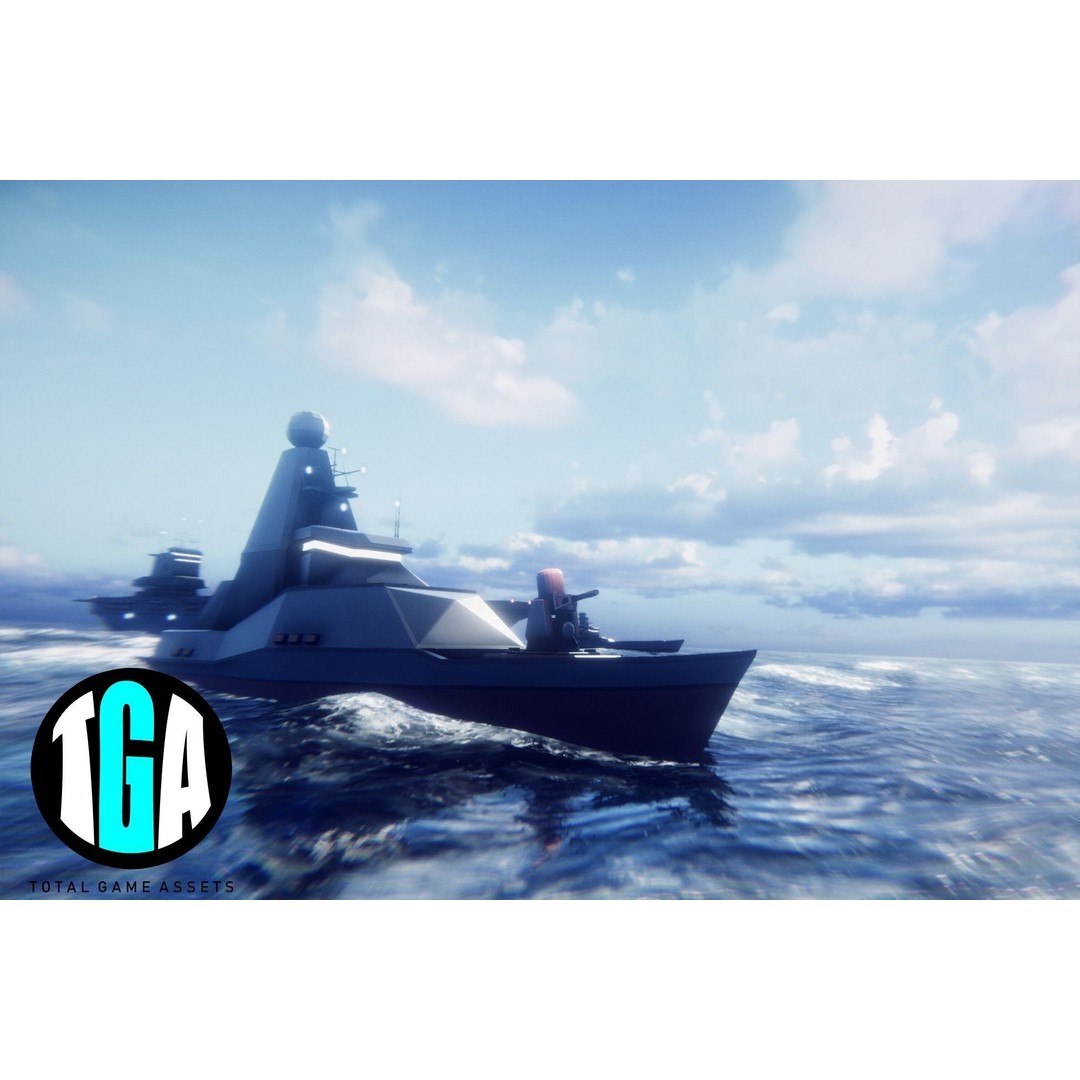 Poly Fleet 3D Model – Low Poly Battleship Fleet, Game Ready, FBX - View 4