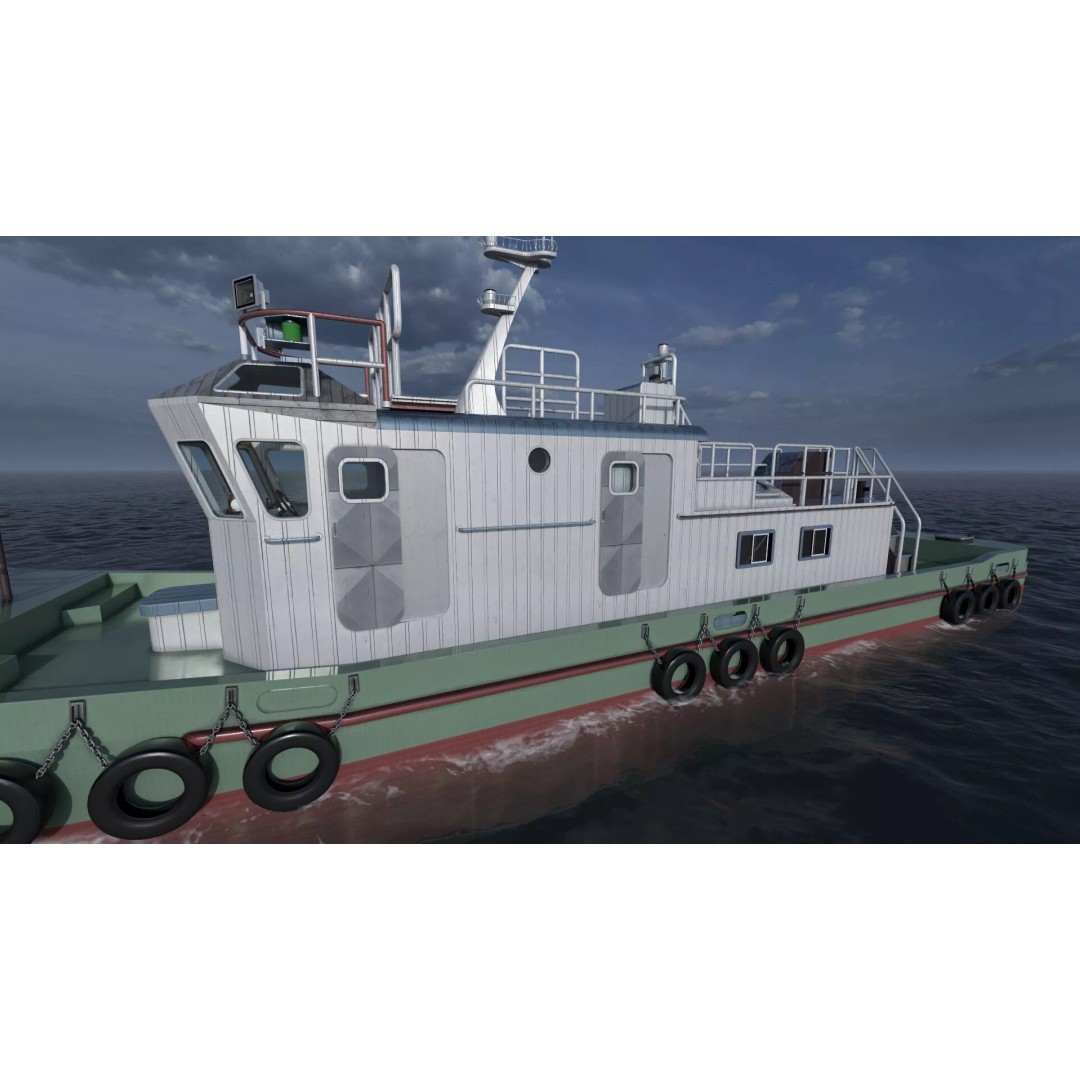 Detailed Tug Boat 3D Model – Industrial Watercraft with Interior, OBJ - View 10