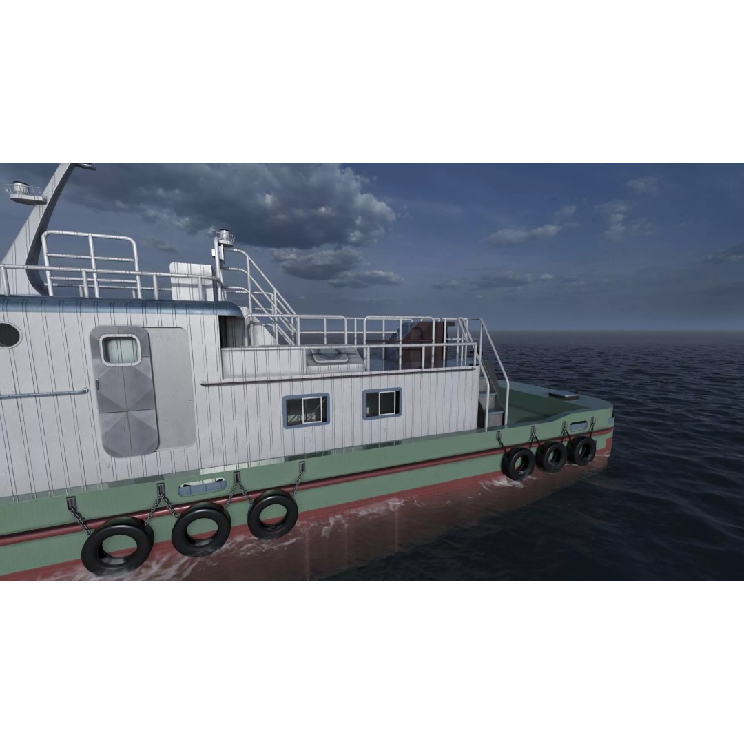 Detailed Tug Boat 3D Model – Industrial Watercraft with Interior, OBJ - View 11