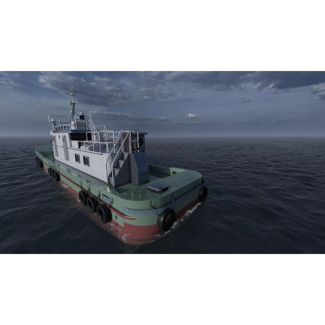 Detailed Tug Boat 3D Model – Industrial Watercraft with Interior, OBJ - View 13