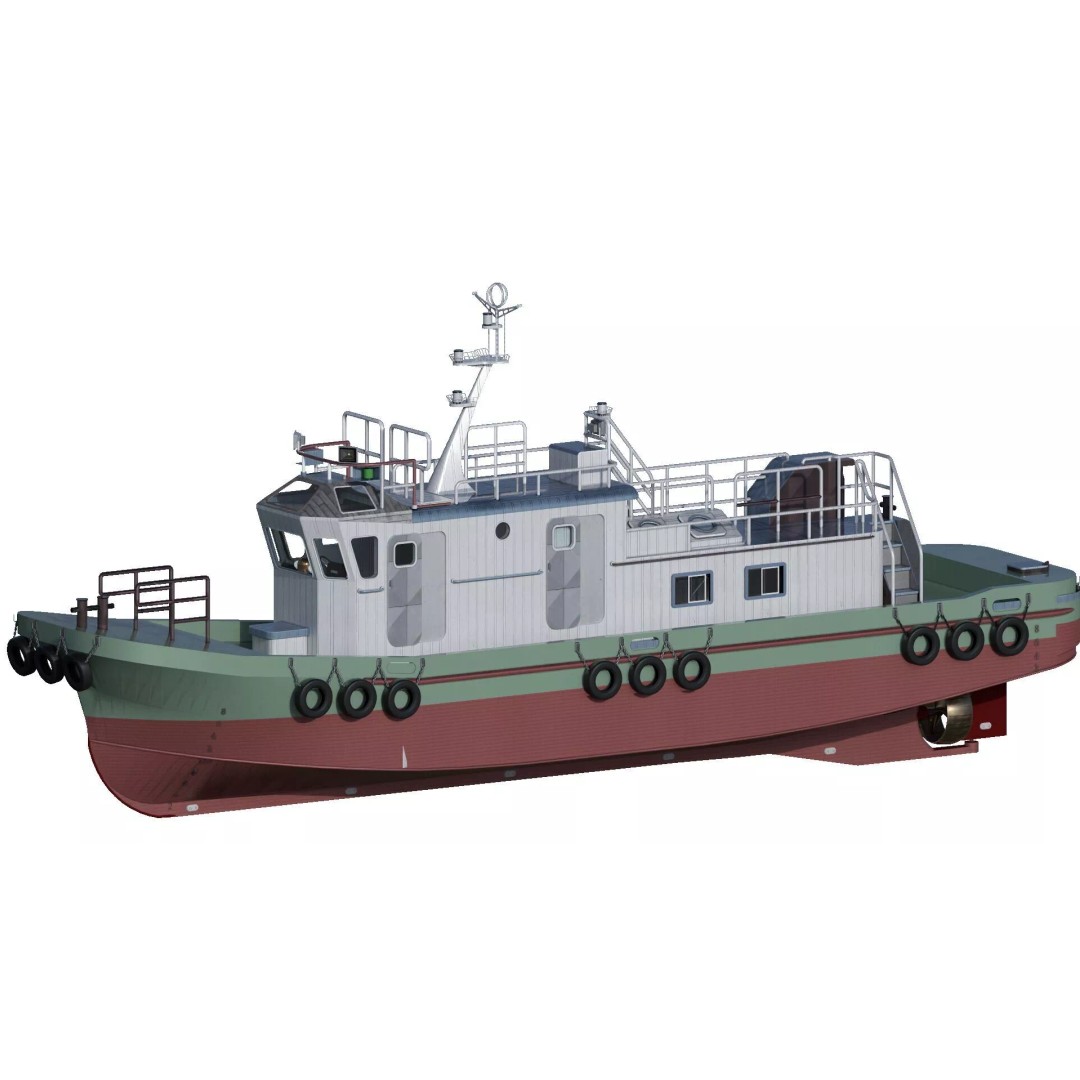 Detailed Tug Boat 3D Model – Industrial Watercraft with Interior, OBJ - View 2