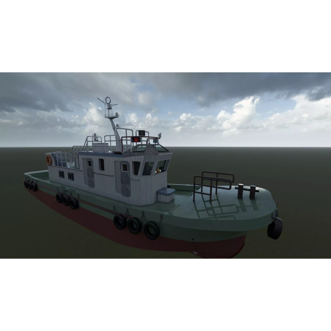 Detailed Tug Boat 3D Model – Industrial Watercraft with Interior, OBJ - View 39