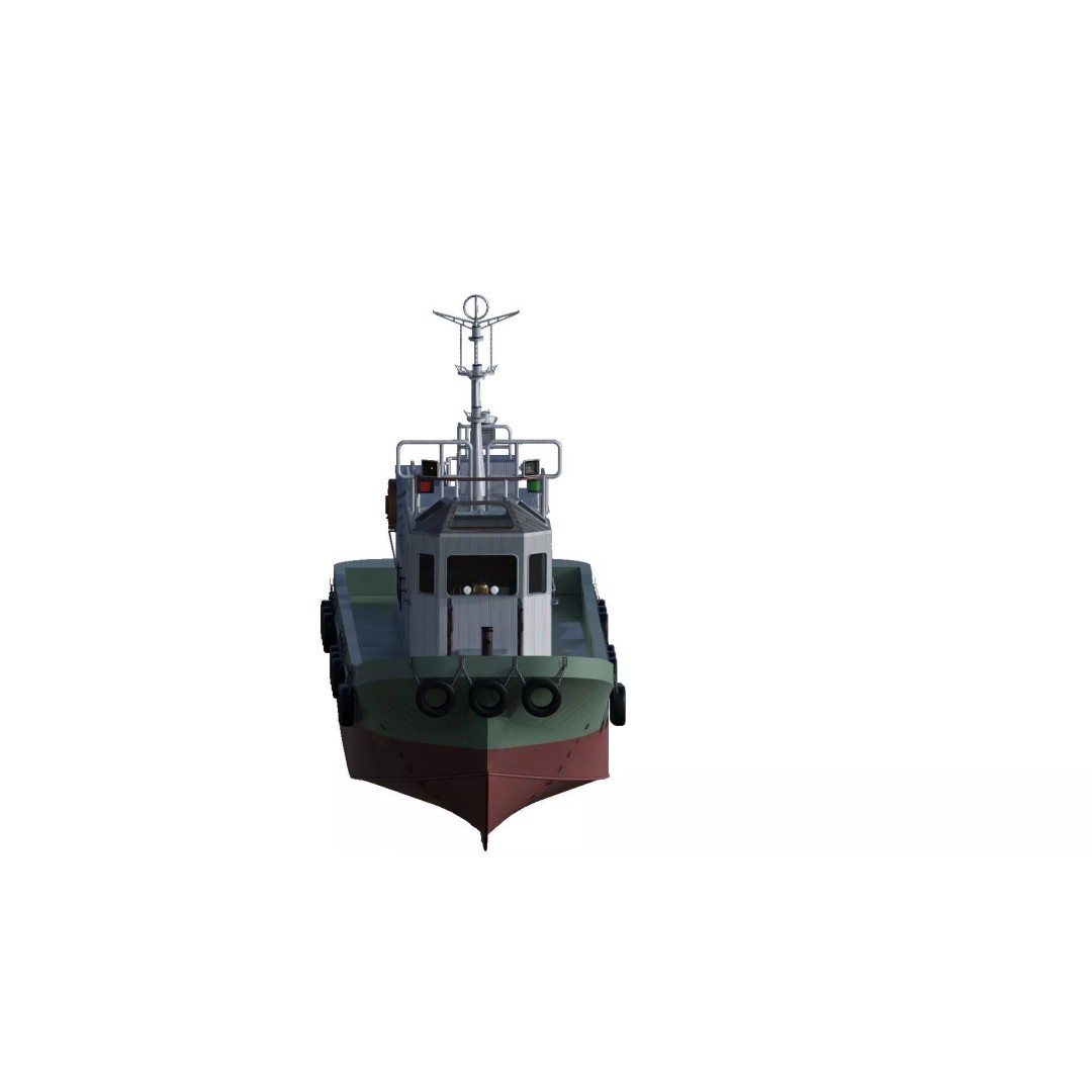 Detailed Tug Boat 3D Model – Industrial Watercraft with Interior, OBJ - View 4