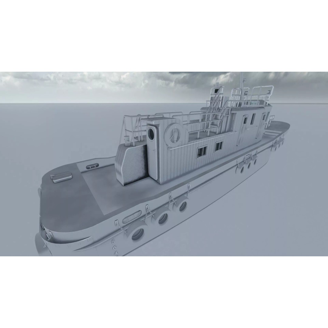 Detailed Tug Boat 3D Model – Industrial Watercraft with Interior, OBJ - View 40