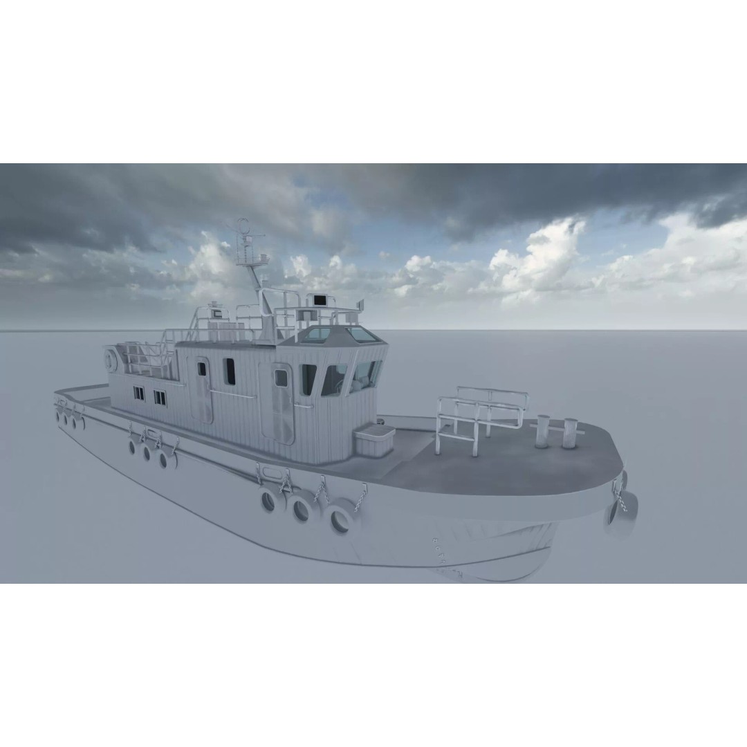 Detailed Tug Boat 3D Model – Industrial Watercraft with Interior, OBJ - View 41