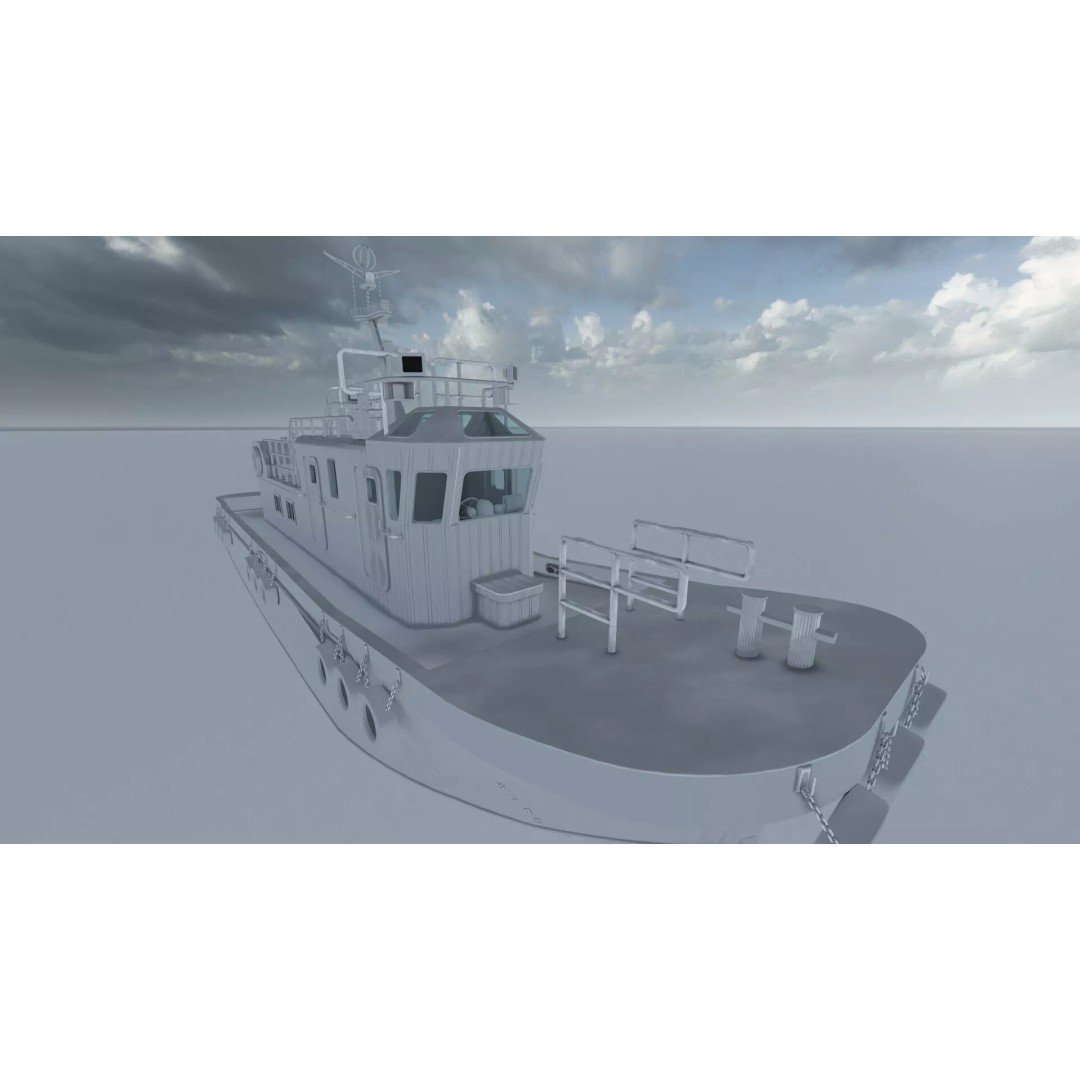 Detailed Tug Boat 3D Model – Industrial Watercraft with Interior, OBJ - View 42