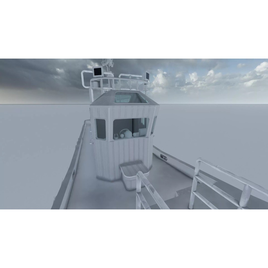 Detailed Tug Boat 3D Model – Industrial Watercraft with Interior, OBJ - View 43