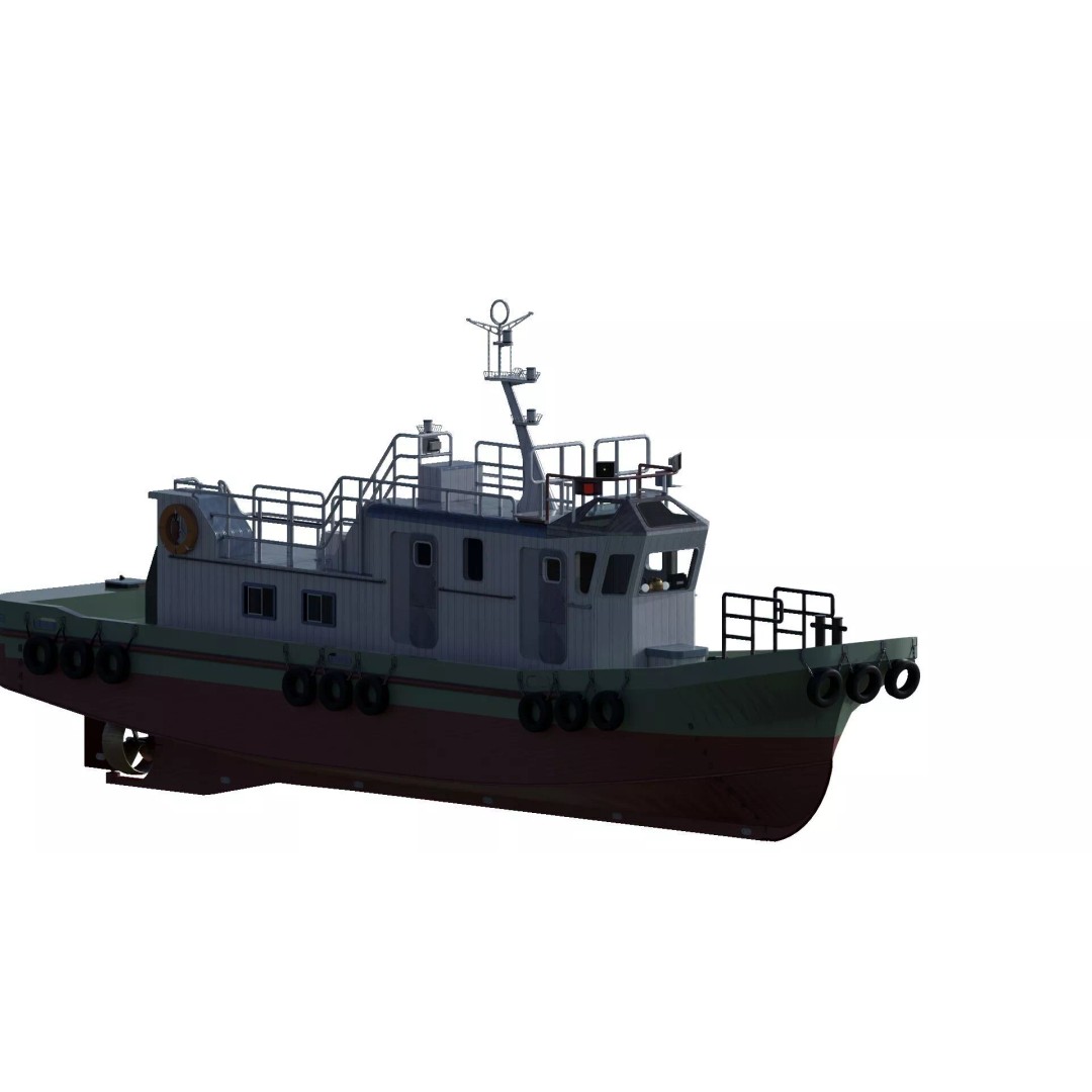 Detailed Tug Boat 3D Model – Industrial Watercraft with Interior, OBJ - View 5