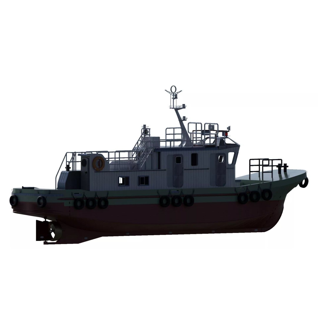 Detailed Tug Boat 3D Model – Industrial Watercraft with Interior, OBJ - View 6