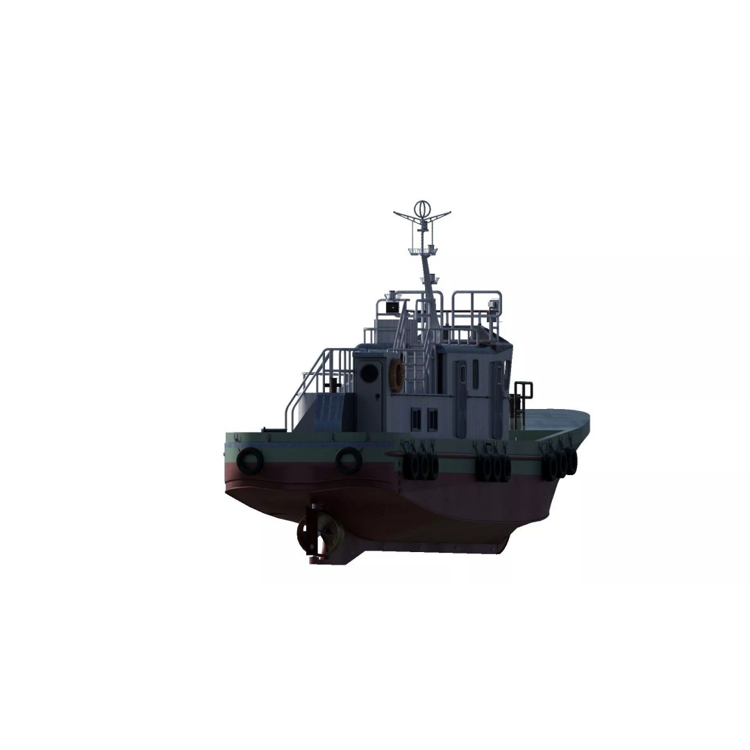 Detailed Tug Boat 3D Model – Industrial Watercraft with Interior, OBJ - View 7