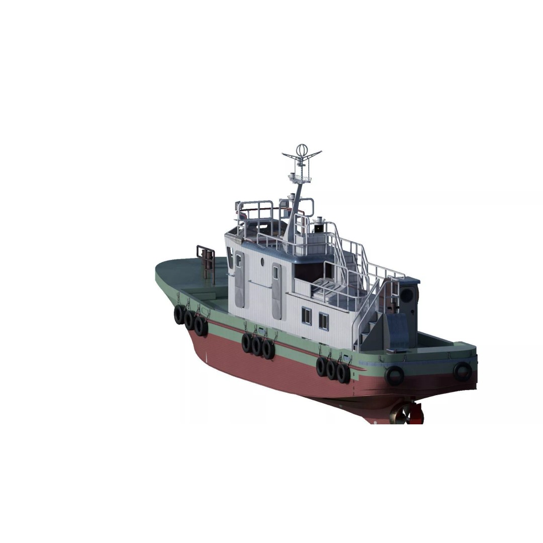 Detailed Tug Boat 3D Model – Industrial Watercraft with Interior, OBJ - View 8