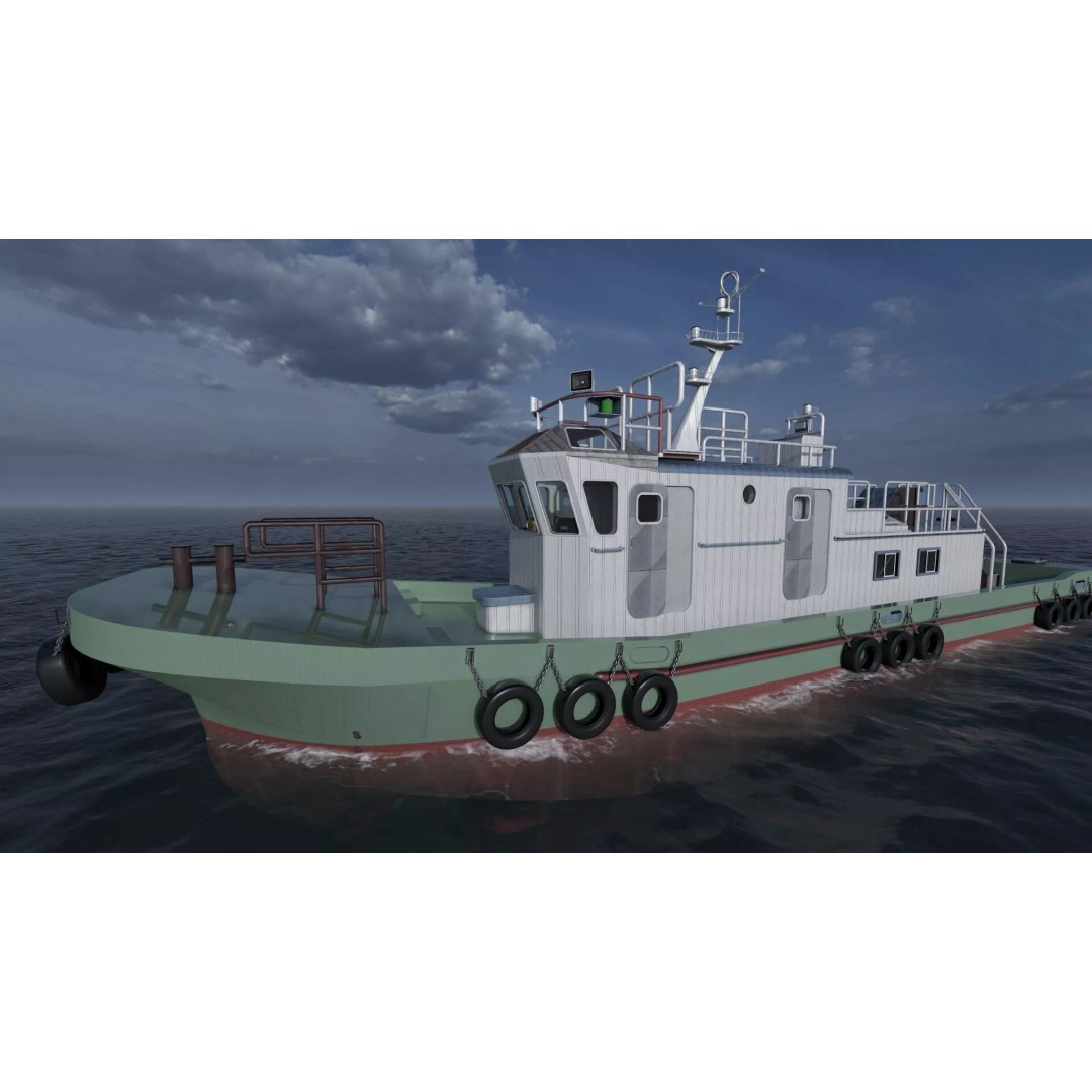 Detailed Tug Boat 3D Model – Industrial Watercraft with Interior, OBJ - View 9