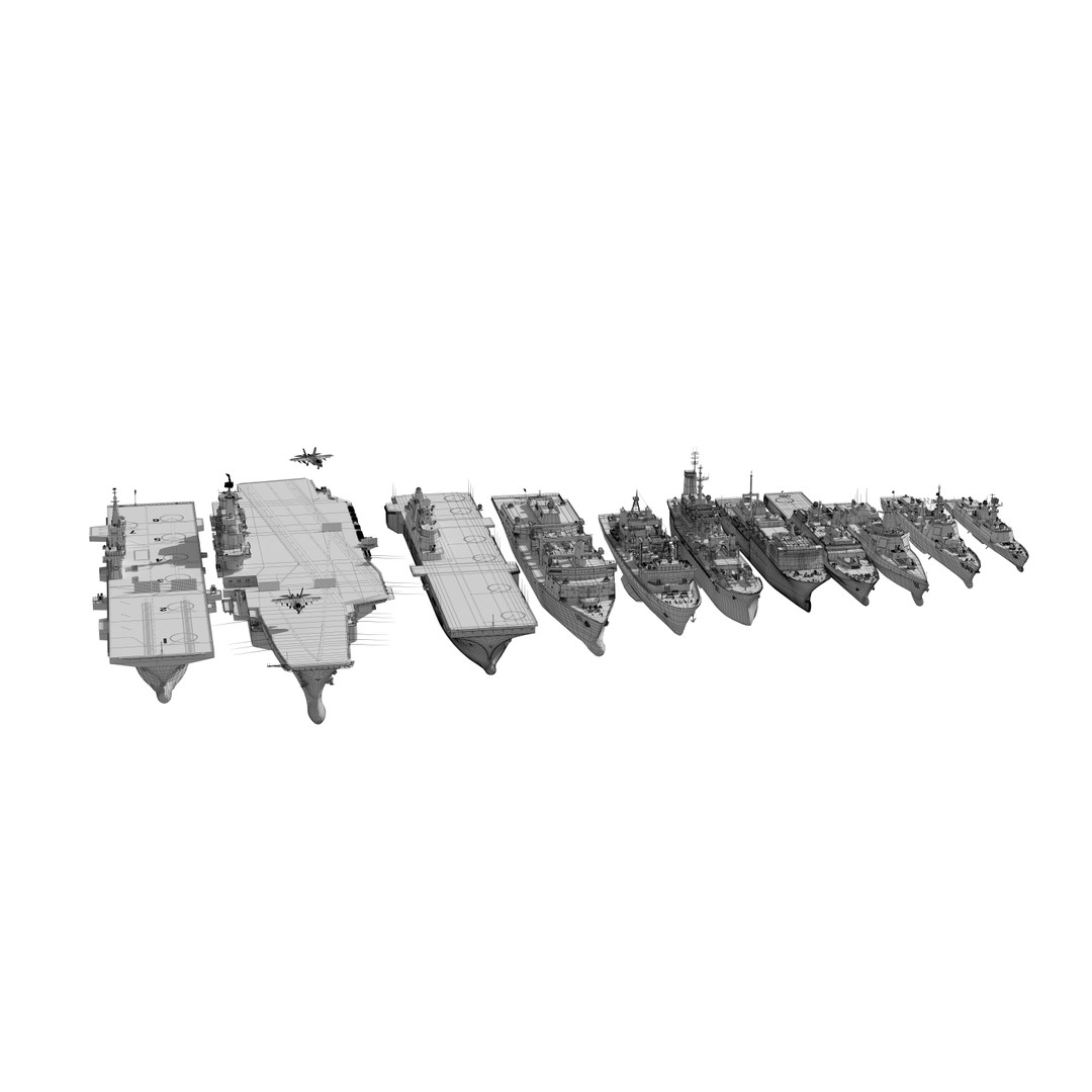 Navy Shandong Aircraft Carrier Formation 3D Model – Military Watercraft, FBX