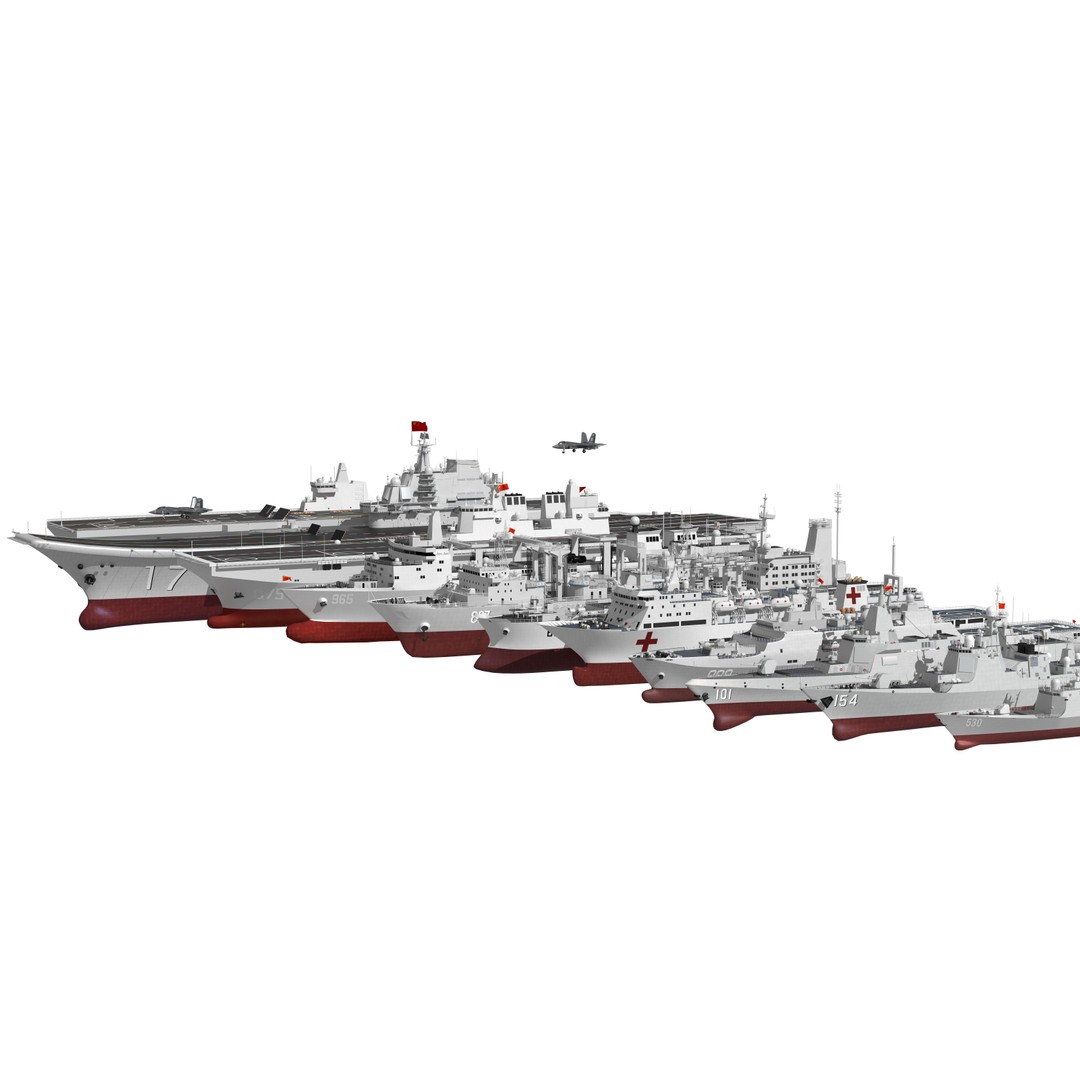 Navy Shandong Aircraft Carrier Formation 3D Model – Military Watercraft, FBX - View 13