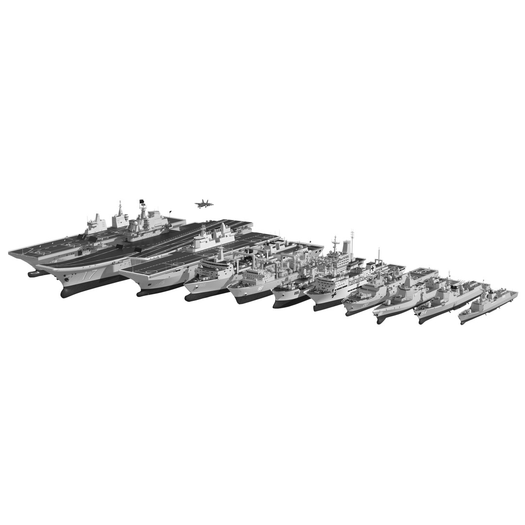 Navy Shandong Aircraft Carrier Formation 3D Model – Military Watercraft, FBX - View 17