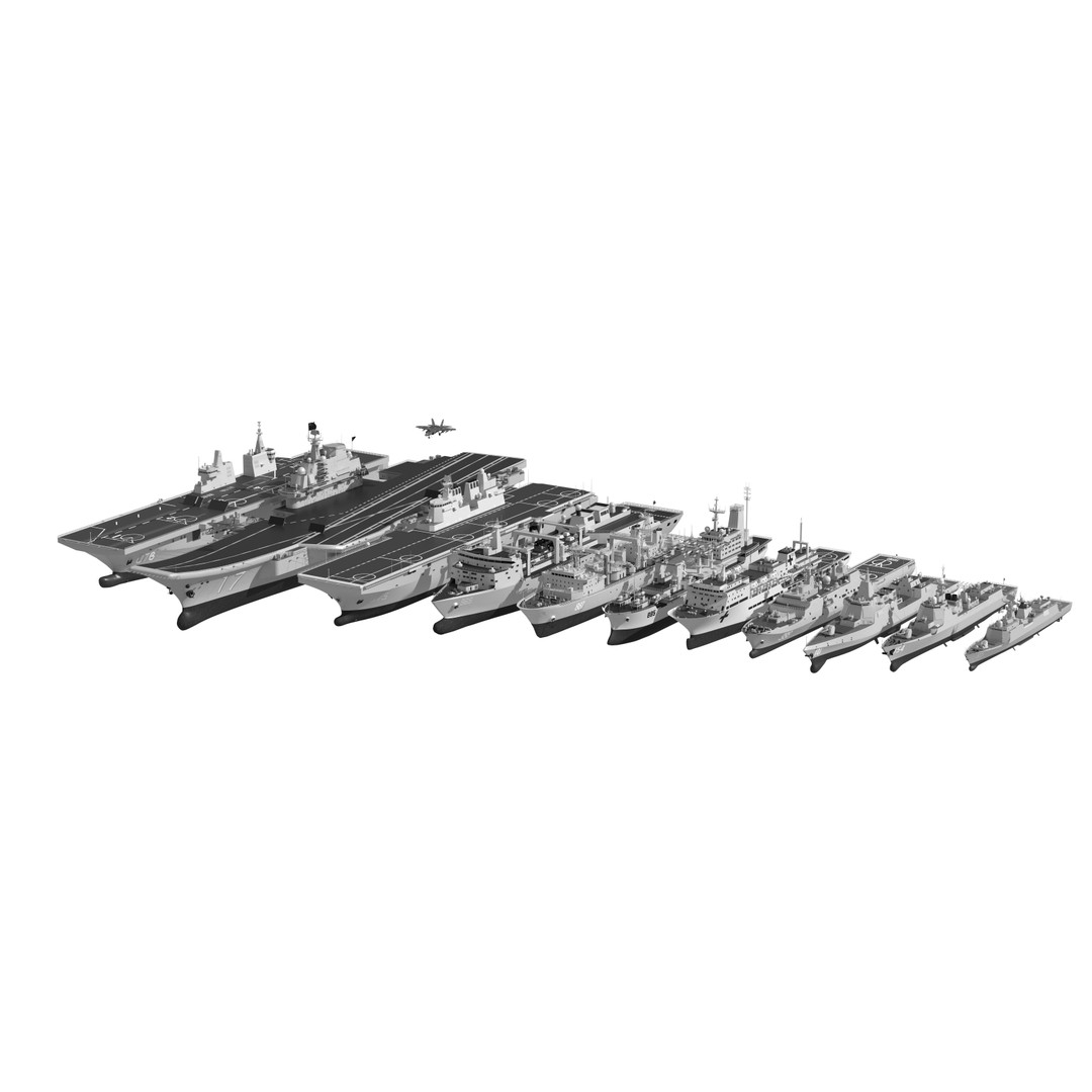 Navy Shandong Aircraft Carrier Formation 3D Model – Military Watercraft, FBX - View 18