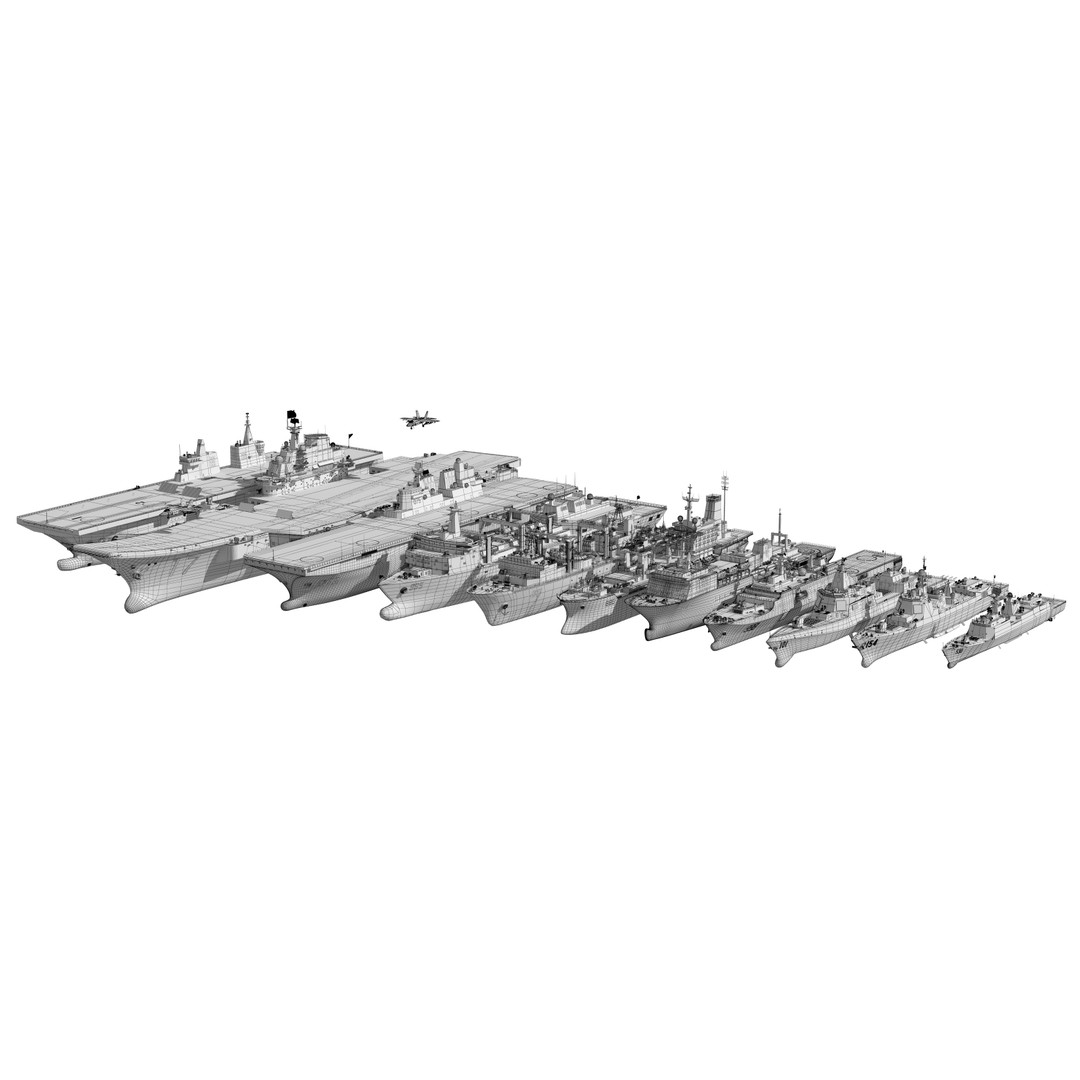 Navy Shandong Aircraft Carrier Formation 3D Model – Military Watercraft, FBX - View 21