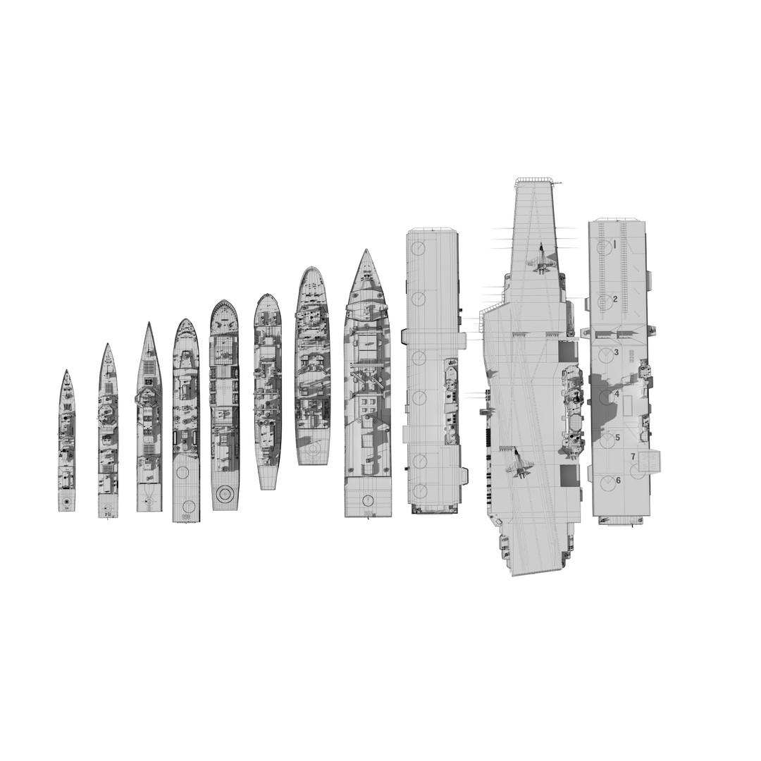 Navy Shandong Aircraft Carrier Formation 3D Model – Military Watercraft, FBX - View 22