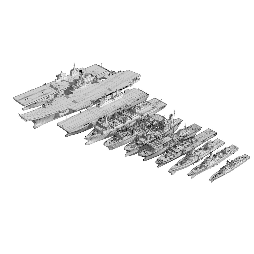 Navy Shandong Aircraft Carrier Formation 3D Model – Military Watercraft, FBX - View 23