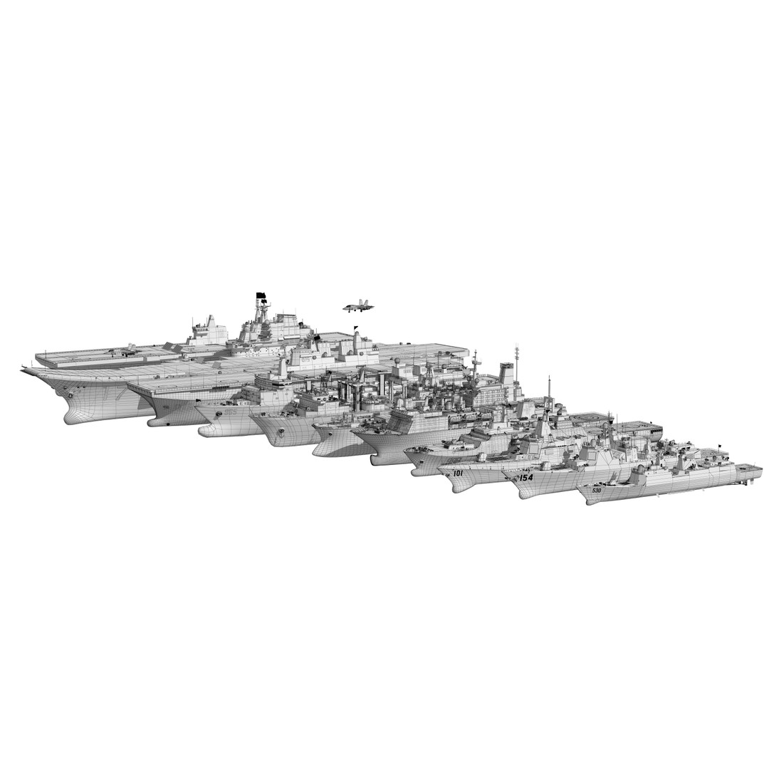 Navy Shandong Aircraft Carrier Formation 3D Model – Military Watercraft, FBX - View 25