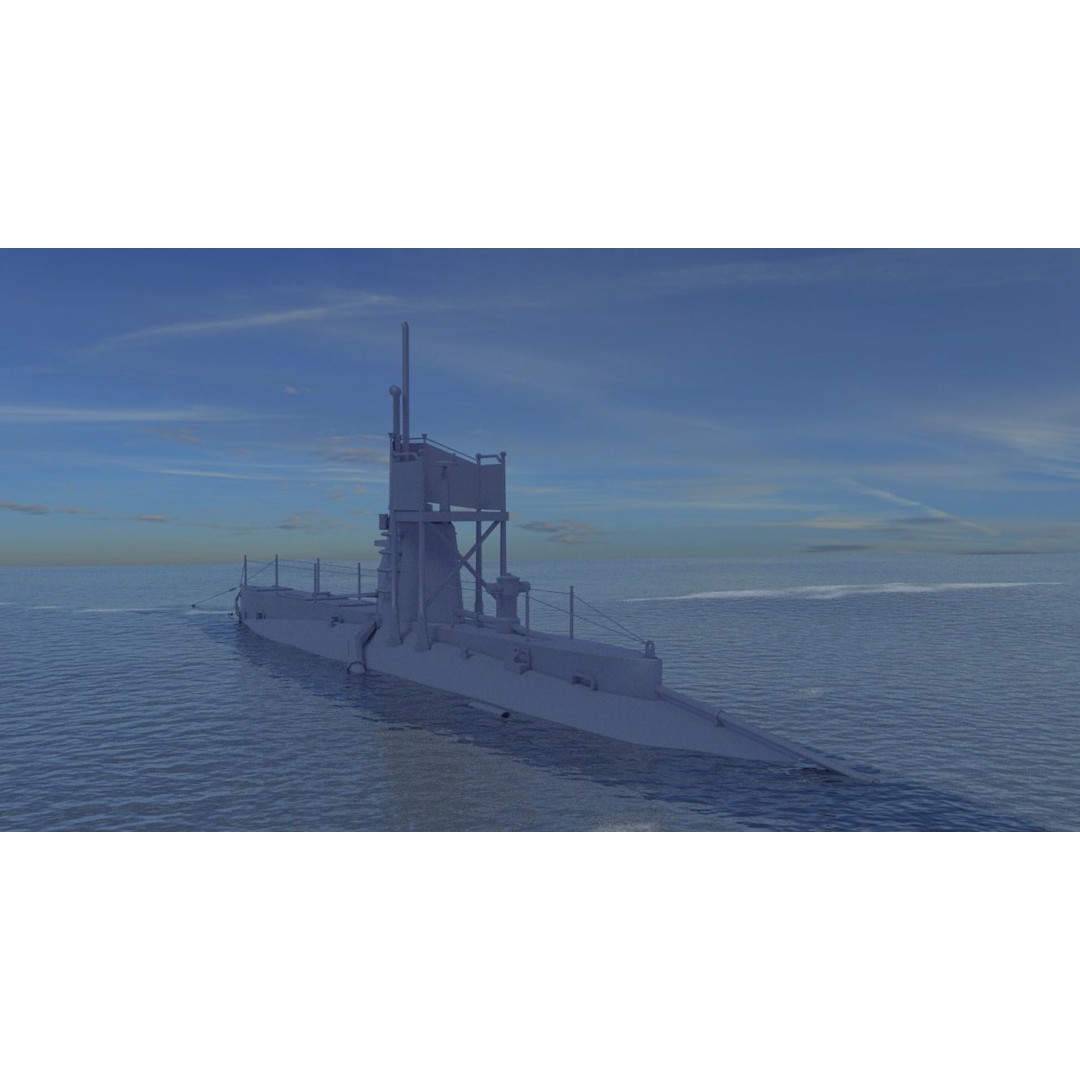 British B-Class Submarine 3D Model – Low Poly Game Asset, FBX, Blender