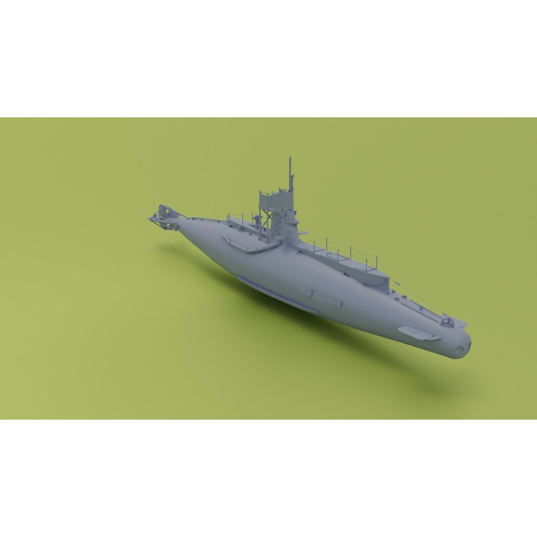British B-Class Submarine 3D Model – Low Poly Game Asset, FBX, Blender - View 11