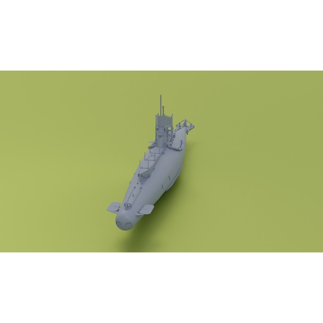 British B-Class Submarine 3D Model – Low Poly Game Asset, FBX, Blender - View 12
