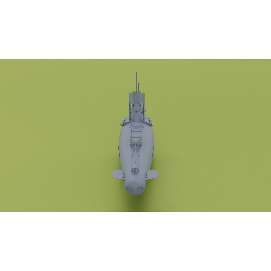 British B-Class Submarine 3D Model – Low Poly Game Asset, FBX, Blender - View 14