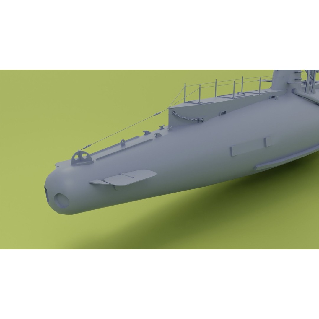 British B-Class Submarine 3D Model – Low Poly Game Asset, FBX, Blender - View 16