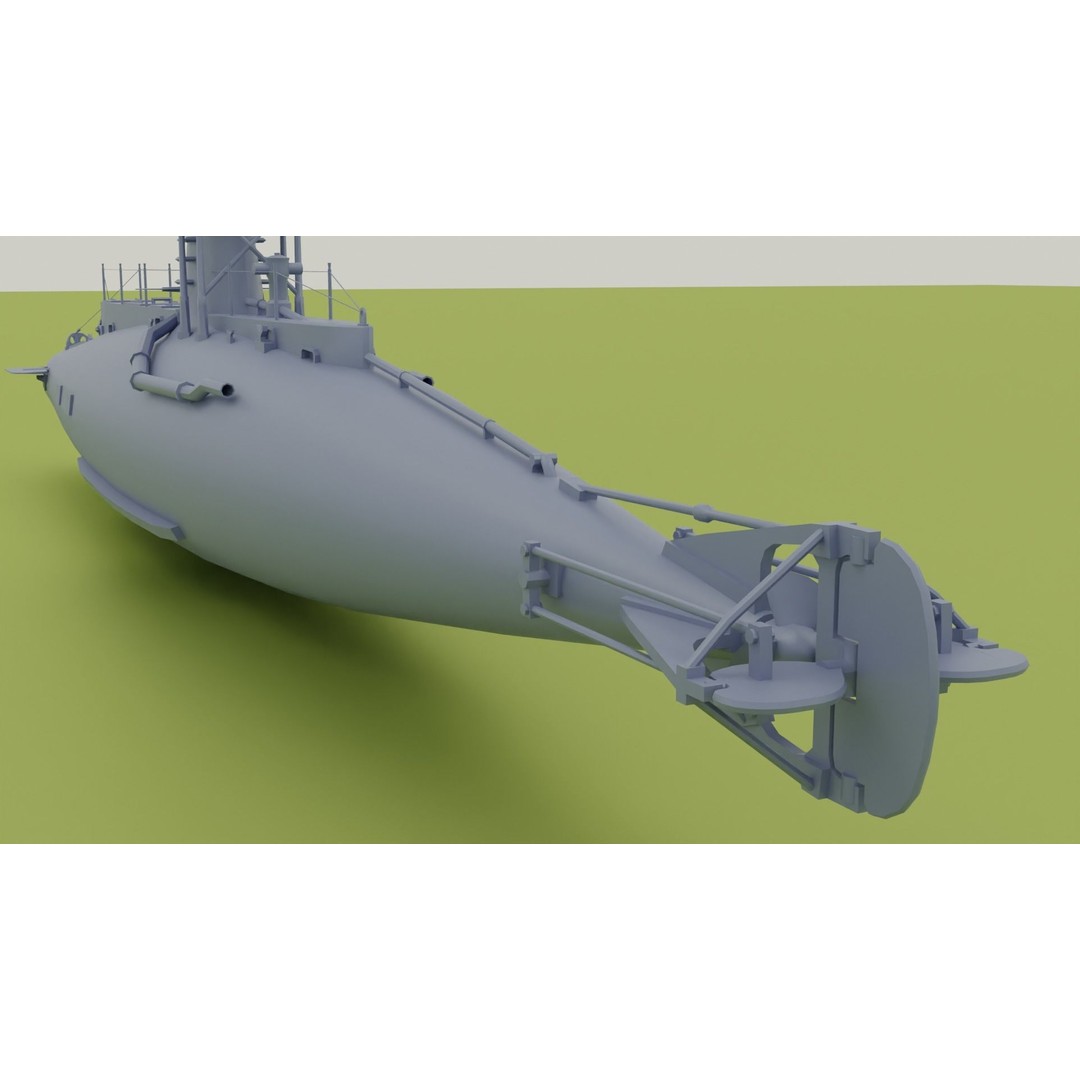 British B-Class Submarine 3D Model – Low Poly Game Asset, FBX, Blender - View 17