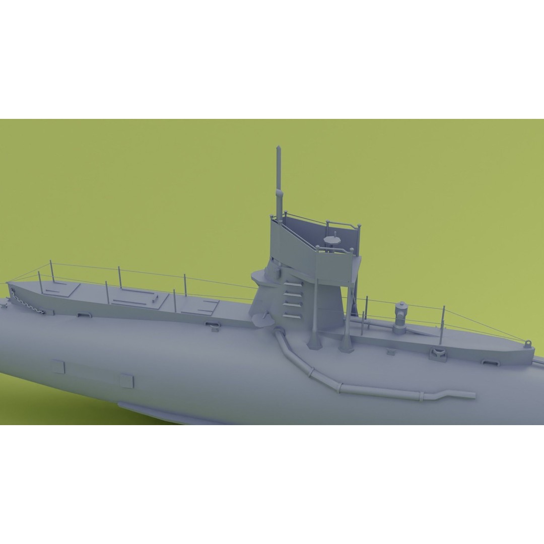 British B-Class Submarine 3D Model – Low Poly Game Asset, FBX, Blender - View 18