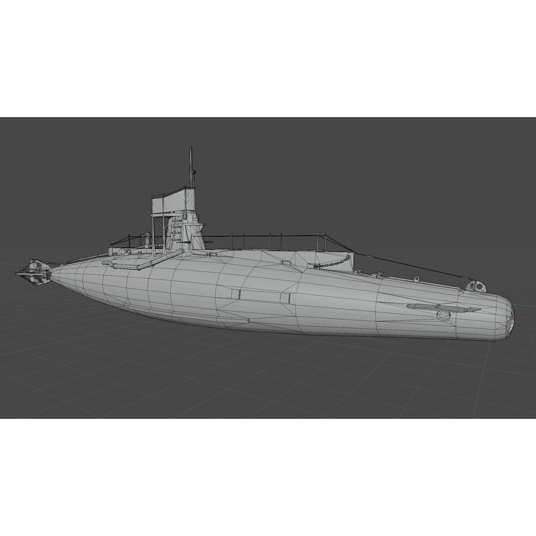 British B-Class Submarine 3D Model – Low Poly Game Asset, FBX, Blender - View 21