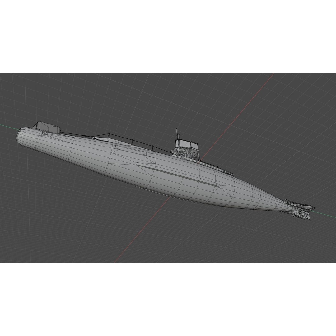 British B-Class Submarine 3D Model – Low Poly Game Asset, FBX, Blender - View 22